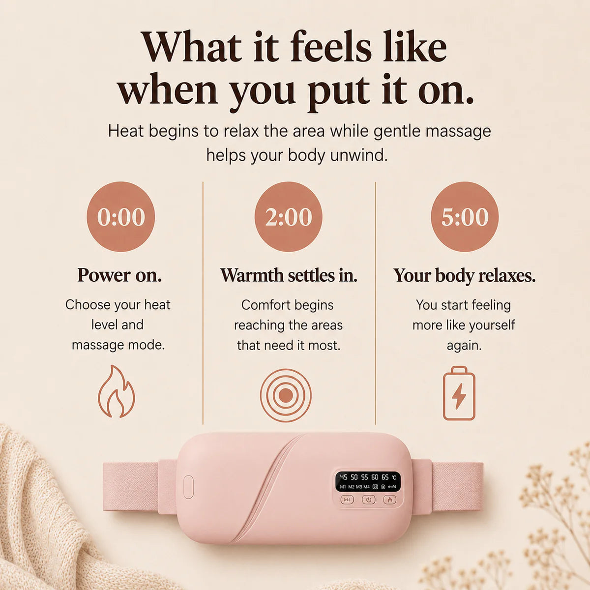 BloomEase™ Wireless Heat + Massage Belt
